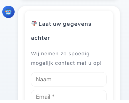 Leadformulier chatbot VANA Chat